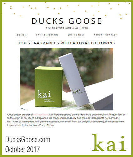 kai fragrance featured in ducksgoose.com october 2017