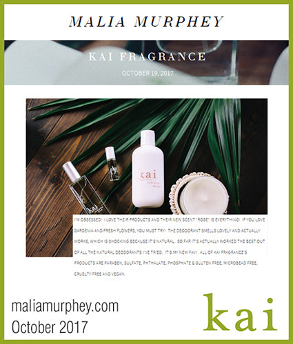 kai fragrance featured in maliamurphey.com october 2017