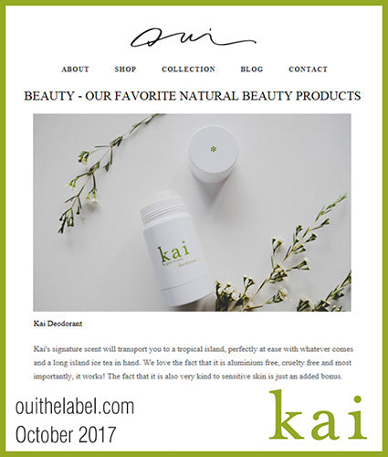 kai fragrance featured in ouithelabel.com october 2017