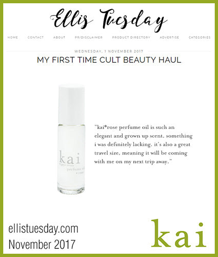 kai fragrance featured in ellistuesday.com november 2017