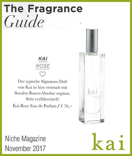 kai fragrance featured in niche beauty magazine november 2017