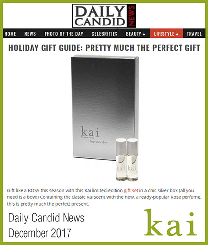 kai fragrance featured in daily candid news december 2017