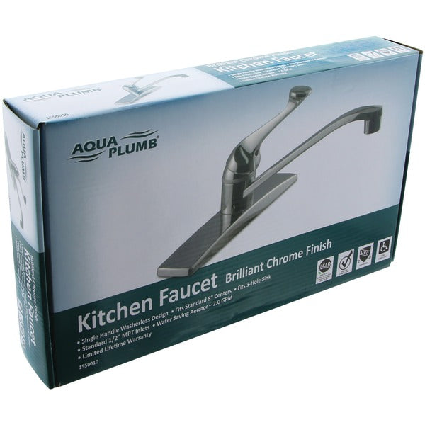 Aquaplumb 1550010 8 Single Handle Polished Chrome Kitchen Faucet