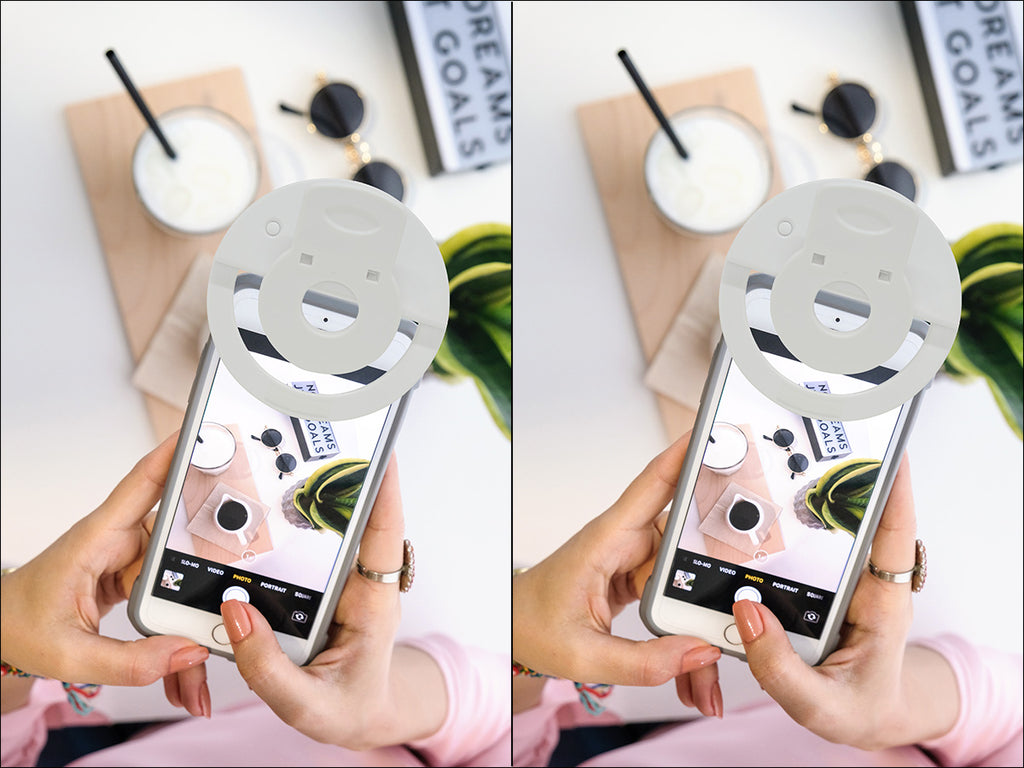 how to use a ring light on your phone for flat lay photos