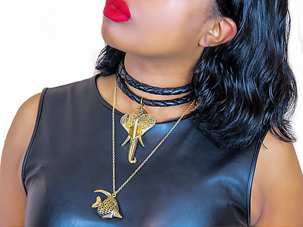 leather wrap choker necklace