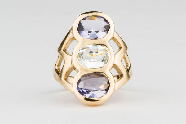 Custom Three Stone Deco Ring