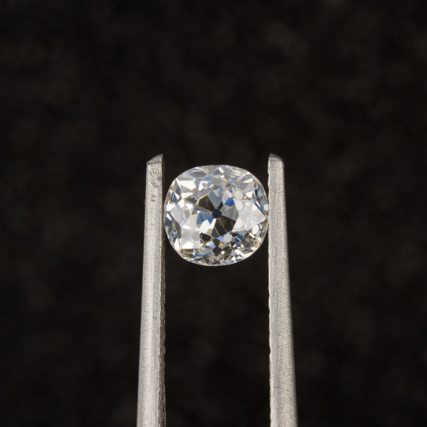 Old Mine Cut Diamond in Tweezers - Top View