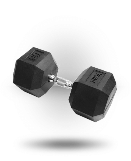 York Barbell Rubber Hex Dumbbell With Chrome Ergo Handle 90 lb