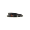 Indie Leather Bracelet - Black with Orange Thread