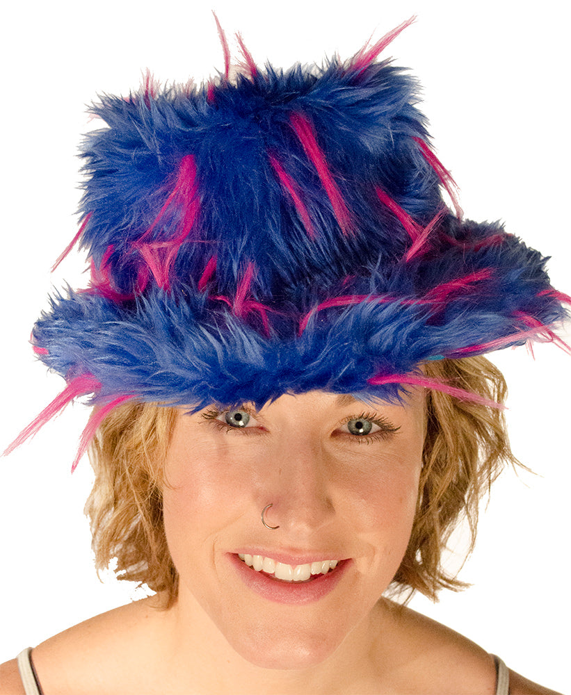 Blue and Pink Spiked Furry Faux Pimp Hat â Rave-Nation