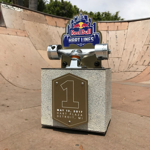 blunt steel trophy skateboard award red bull awards metal art