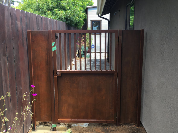 home side yard security gate blunt steel metal art sculpture