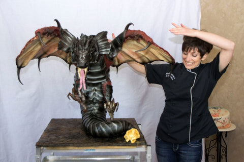 Natalie's favorit 3D dragon cake with a 4 foot wingspan