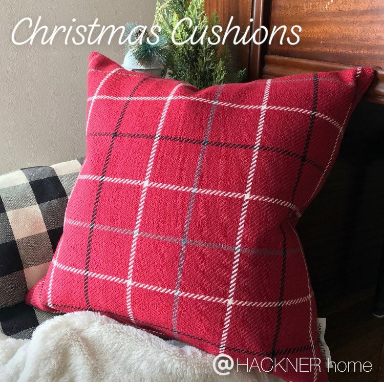 red tartan pillows