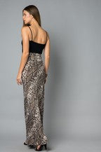 snakeskin maxi skirt