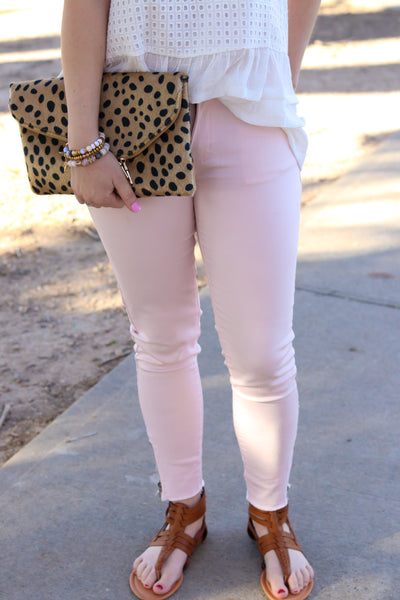 blush pink skinny jeans