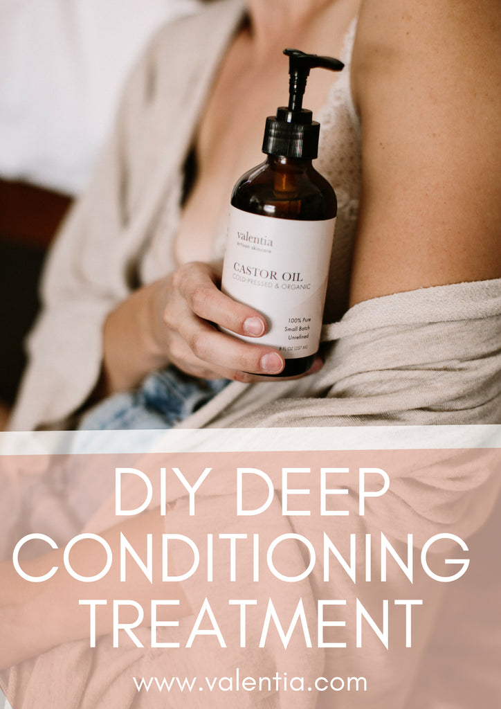  DIY Castor Oil Deep Conditioning Treatment for Longer, Stronger Hair | It turns out that one of the safest and best ways to reveal truly healthy, gorgeous locks is one of the most humble—it’s that bottle of natural castor oil that your grandmother (and probably her grandmother!) kept in the medicine cabinet all along. | Valentia Artisan Skincare