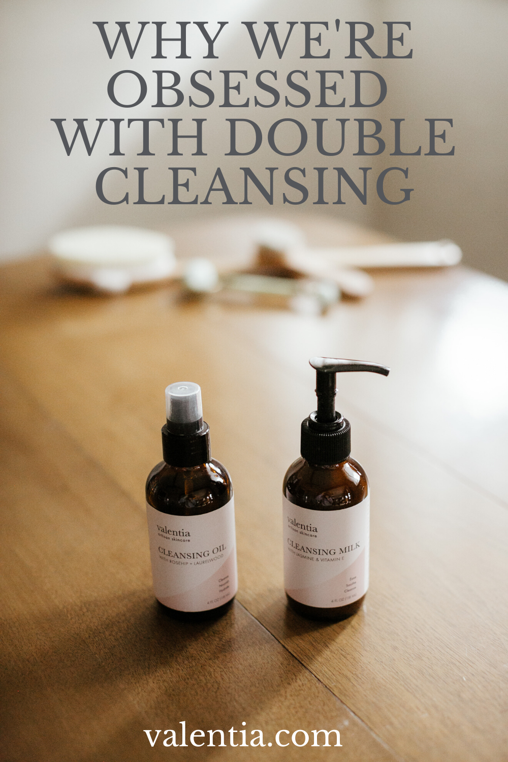 Dermatologists and beauty experts alike are singing the praises of double cleansing—and with the benefits this skincare ritual provides your skin barrier—we’re positive you’ll find that this method is much more than a trend. | Double cleansing is like giving your water-based facial cleanser a powerful boost—allowing its antioxidants, nutrients, and other beneficial ingredients to really reach your skin and work their magic to keep your complexion clear, bright, and healthy. | Valentia Artisan Skincare