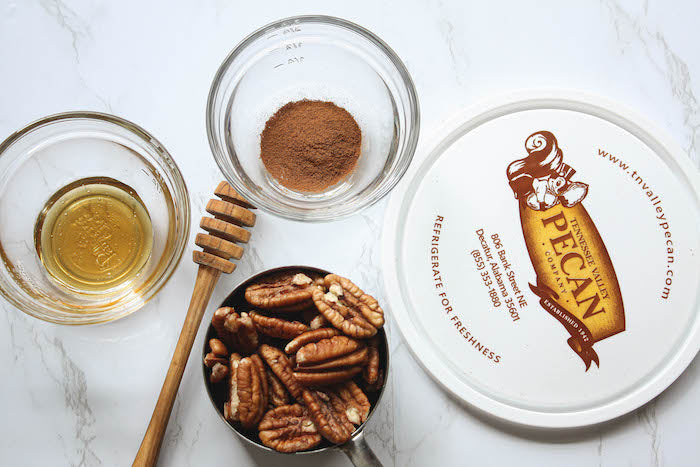 Ingredients for honey cinnamon roasted pecans | Tennessee Valley Pecan Company