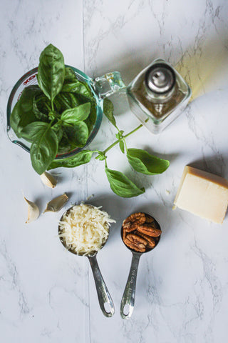 individual ingredients for pecan pesto | Tennessee Valley Pecan Company