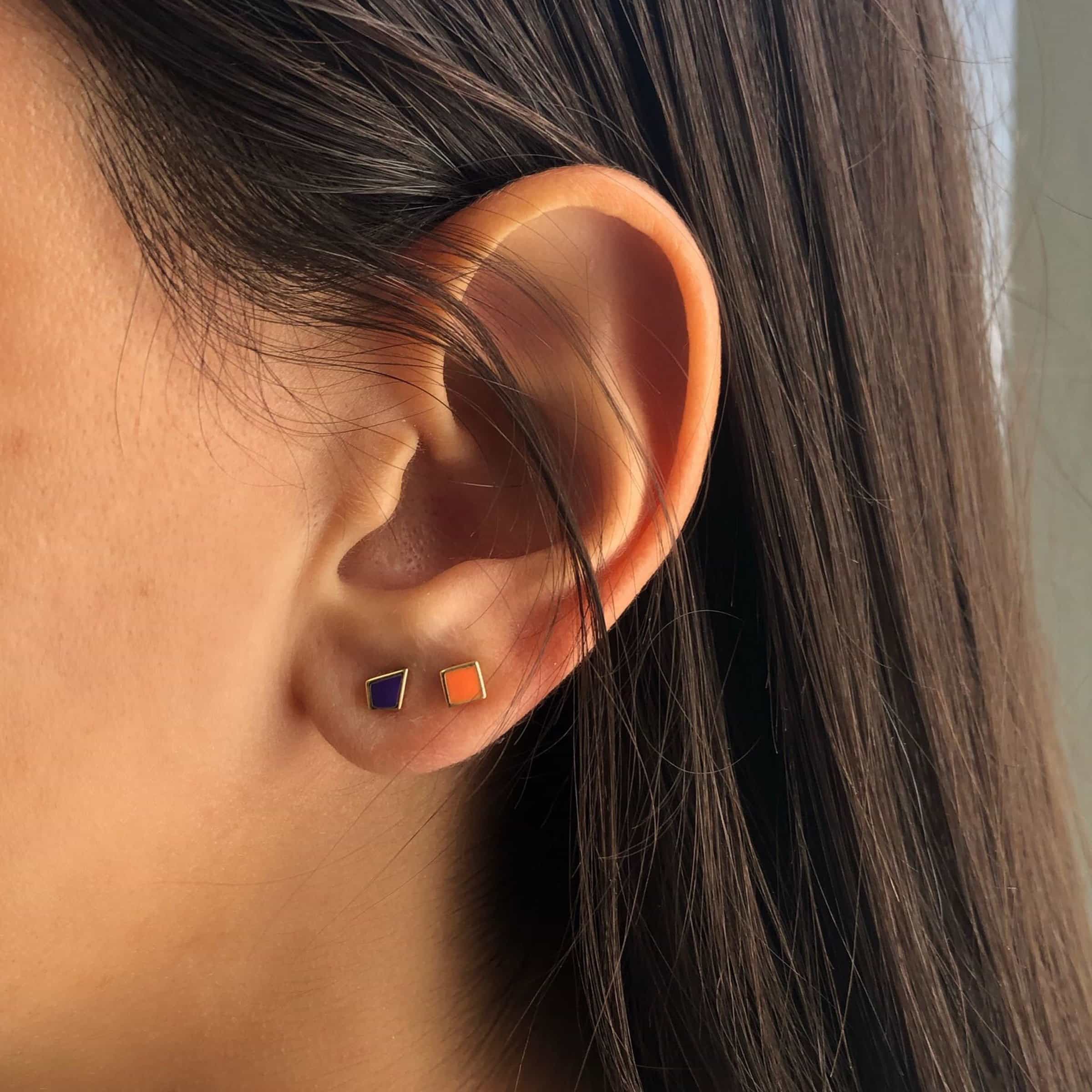 Enamel Square Shape Studs
