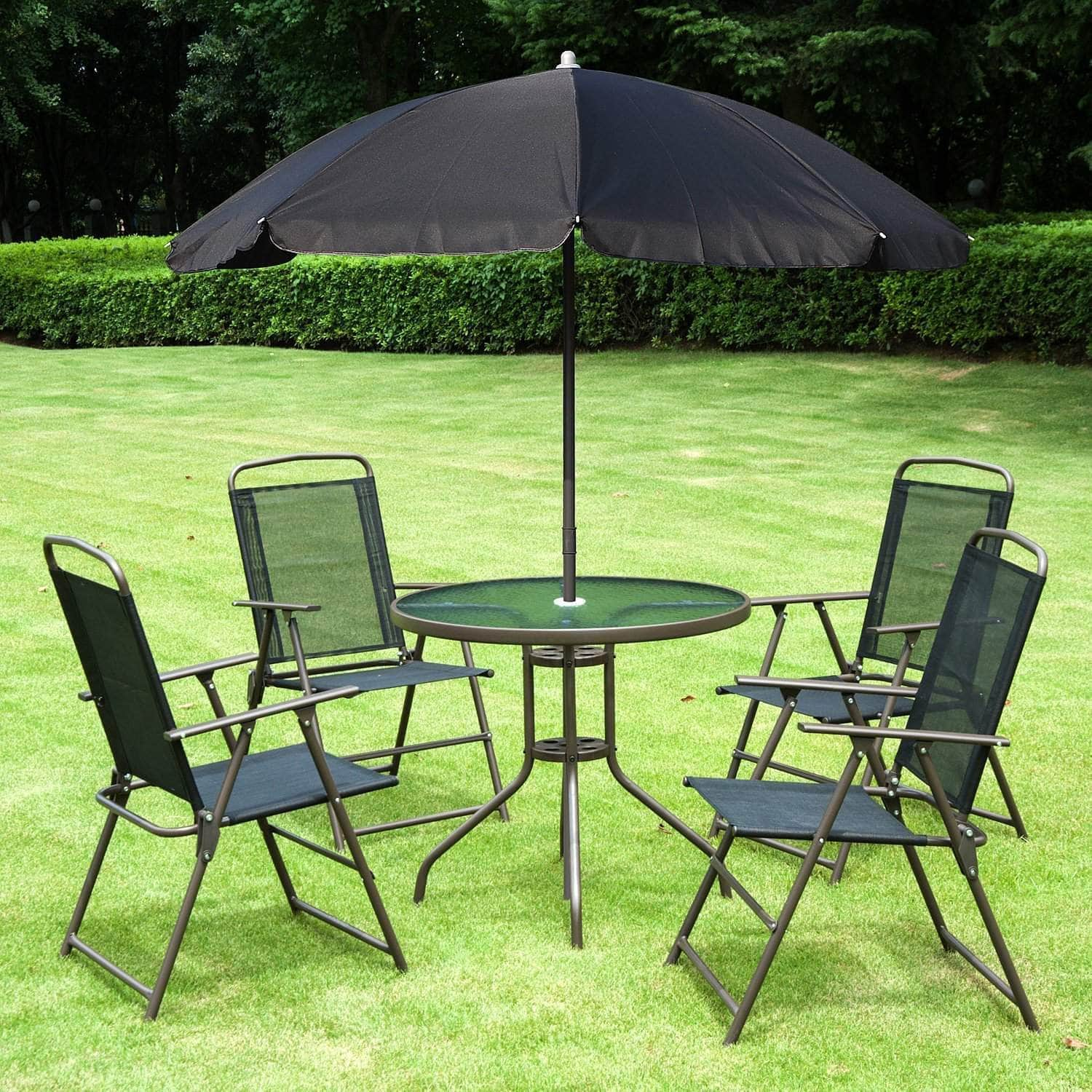 Outsunny 6 Piece Outdoor Patio Garden Bistro Set with Round Table