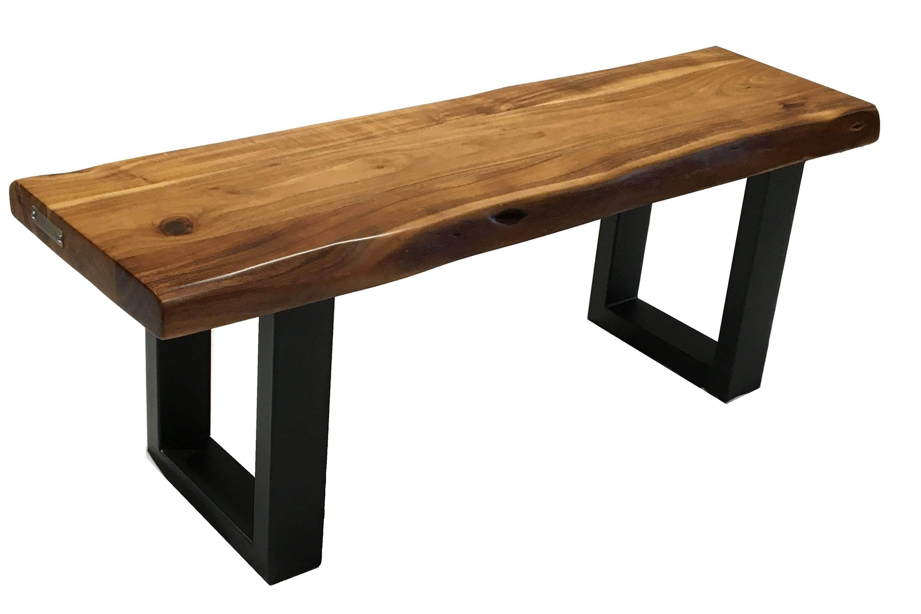 live edge wood bench from urban salvage wood and high recycled content  steel - modern industrial — birdloft