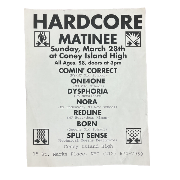 Vintage Hardcore Matinee Comin Correct One4one Coney Island High