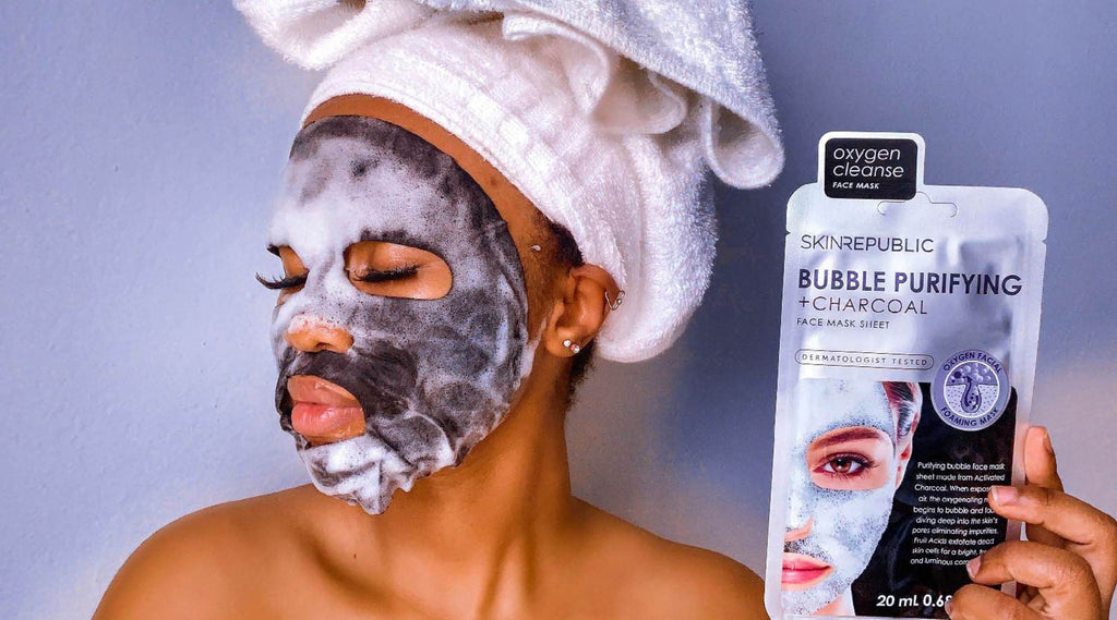 Skin Care Resolutions Blog - Skin Republic  - Bubble Purifying + Charcoal Face Mask Sheet
