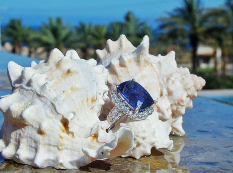 diamondsinternational_mexico instagram tanzanite ring white seashell