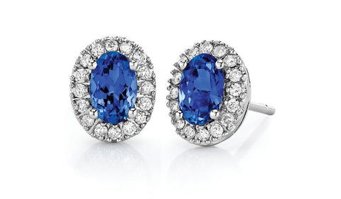 tanzanite and diamond earrings sterling silver 