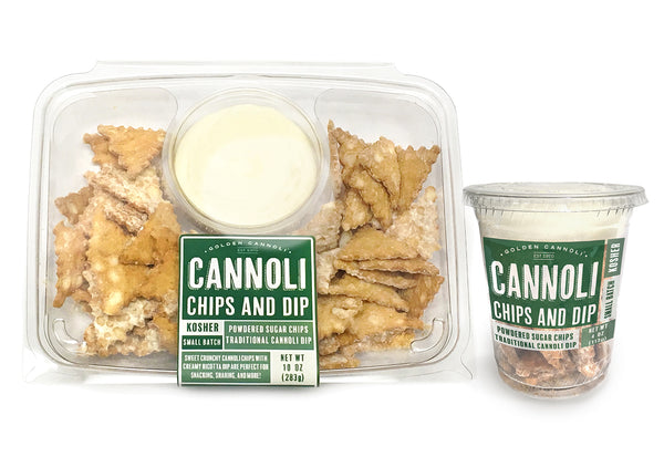 Chip & Dip platter and Grab & Go Cannoli Chip and dip products from Golden Cannoli Shells Co. 