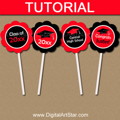 Picture Tutorial for Graduation Cupcake Toppers