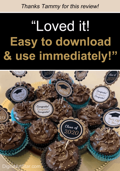 Black and Gold Graduation Cupcake Toppers Review