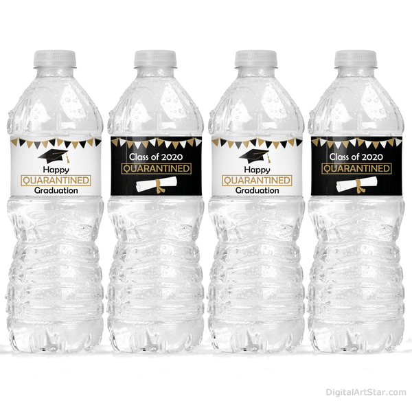 Happy Quarantined Graduation Water Bottle Labels