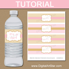 picture tutorial for pink and gold water bottle stickers