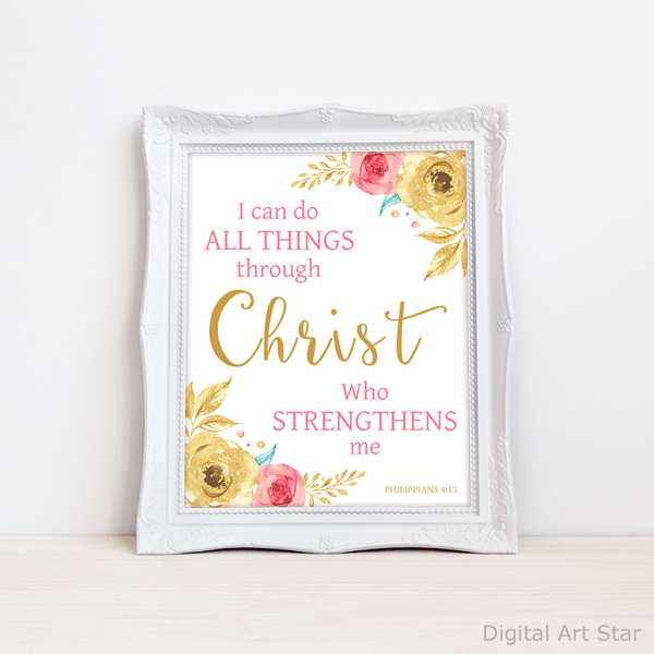 Pink and Gold Printable Scripture Wall Art Decor