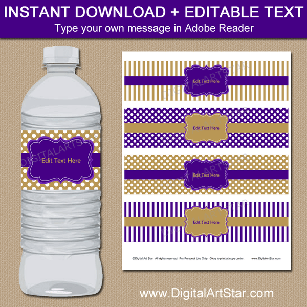 Editable Water Bottle Label Template for Womans 60th Birthday Decorations