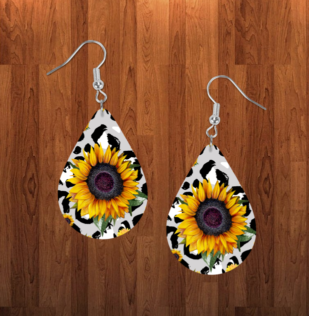(Instant Print) Digital Download - Sunflower tear drop earring - Made