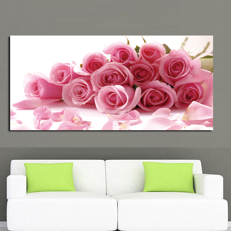 New Red Flower Wall Art Painting Prints On Canvas Modern Rose Flower V Discount Canvas Print