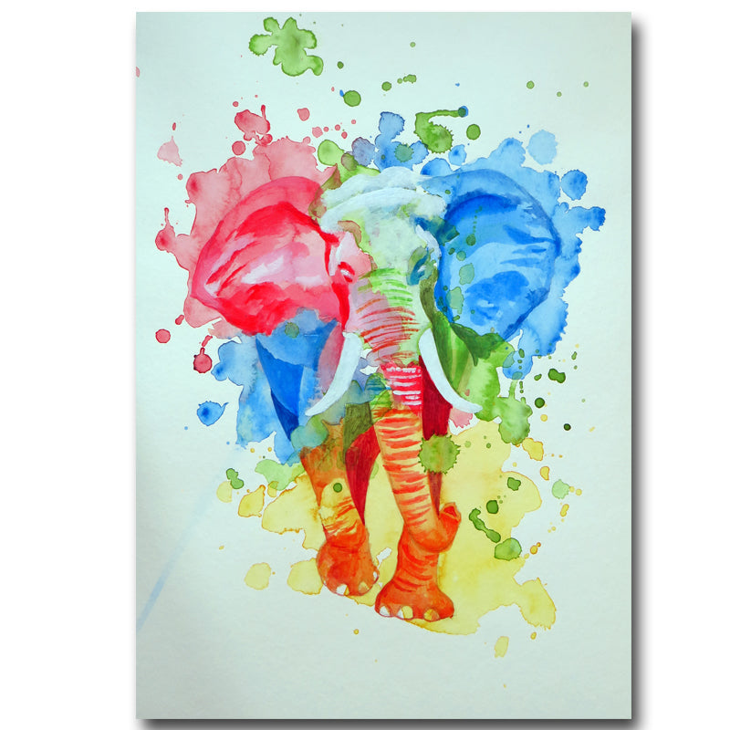 Abstract Colorful Elephant Canvas Art Print Animal Painting Poster Wa Discount Canvas Print