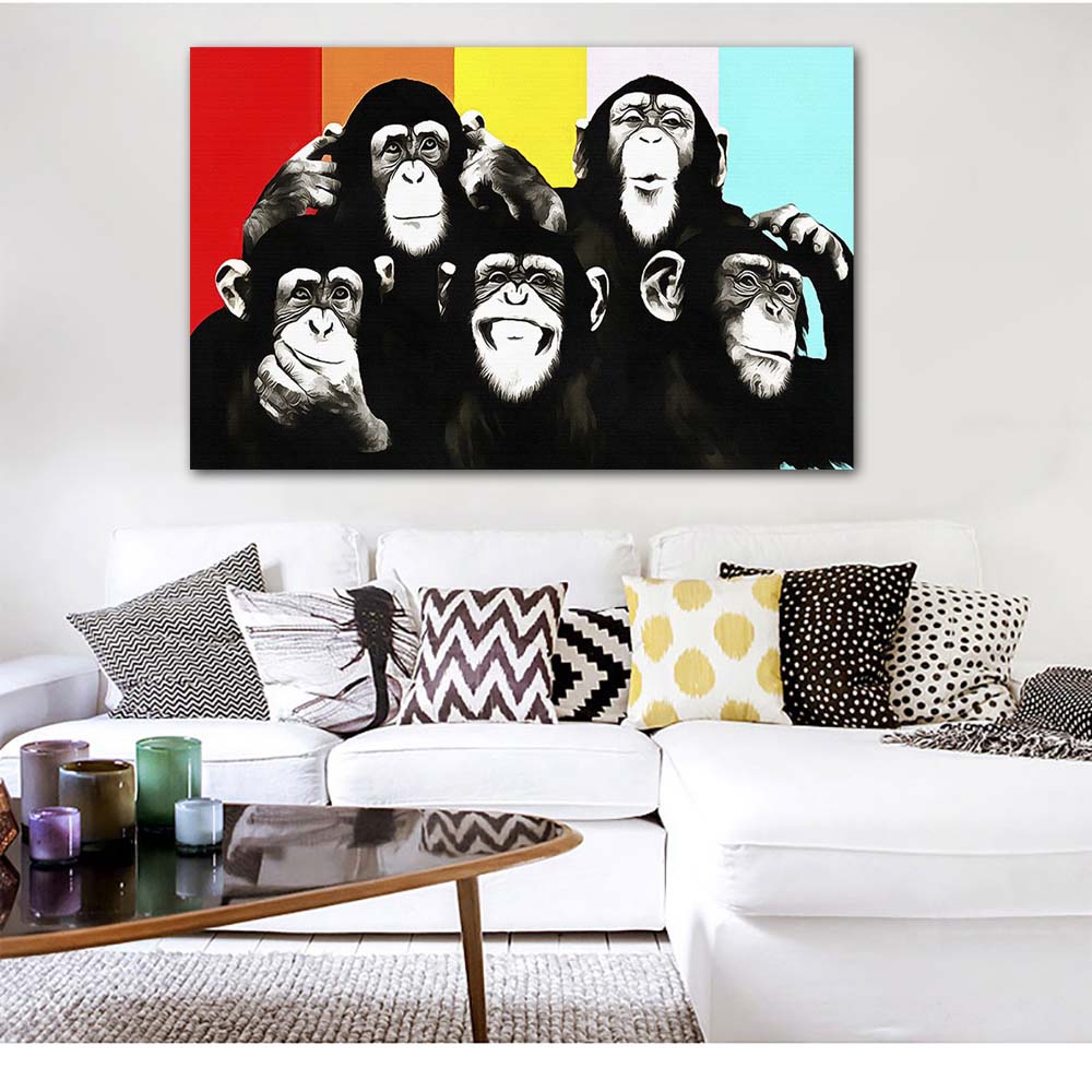Print Andy Warhol Monkey Wall Art Picture Painting On Canvas For Child Discount Canvas Print