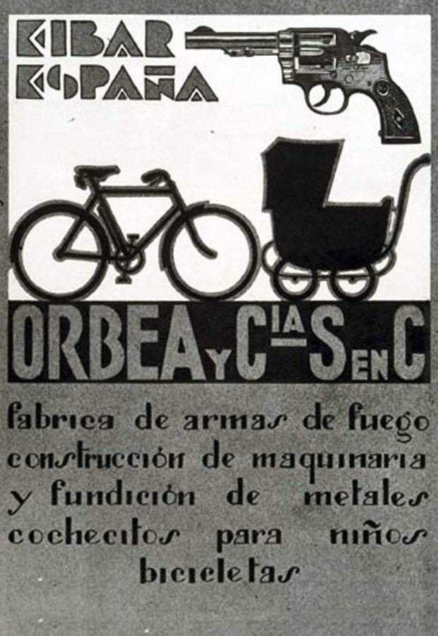 Orbea historical gun, bike, baby carriage poster