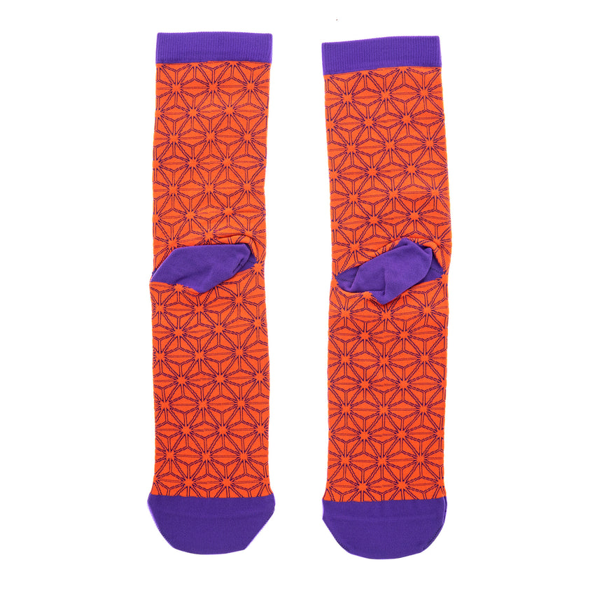 Supacaz SupaSox Asanoha Neon Orange & Neon Purple non-drive side