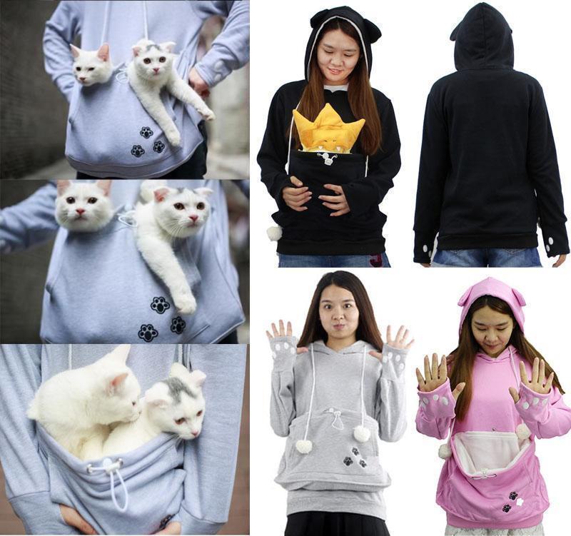 cat carrying hoodie