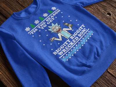 Rick and Morty - Let's Get Riggity Wrecked Son Ugly Christmas Sweatshirt