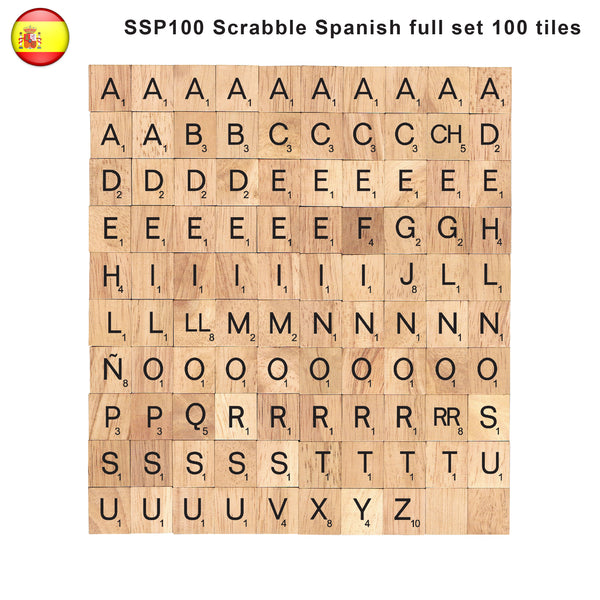 Spanish Language Wooden Letters Tiles Complete Set 100 Pcs Bsiribiz