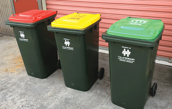 Coloured garbage bins