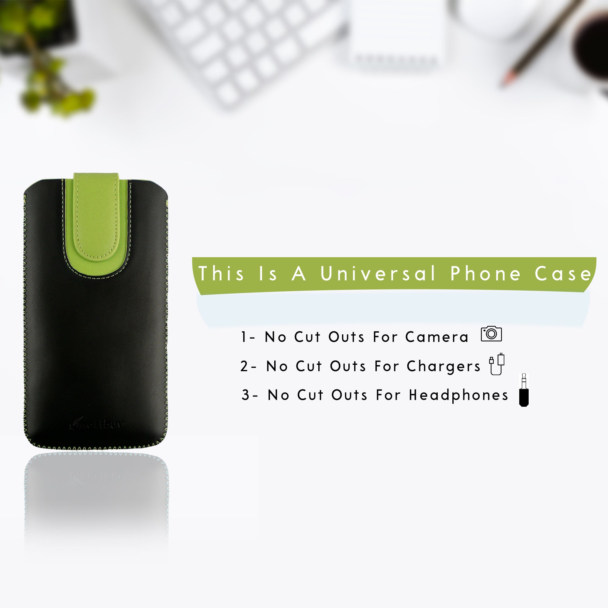 Universal Phone Pouch - Black Green Plain