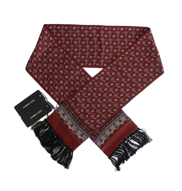 Bordeaux Silk Bird Pattern Scarf - Vivi's Posh Closet